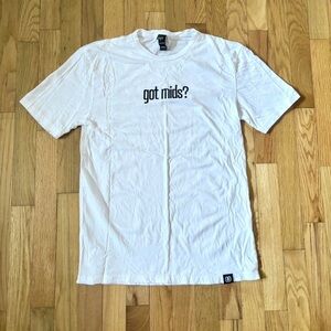 White Graphic Tee with Text Design